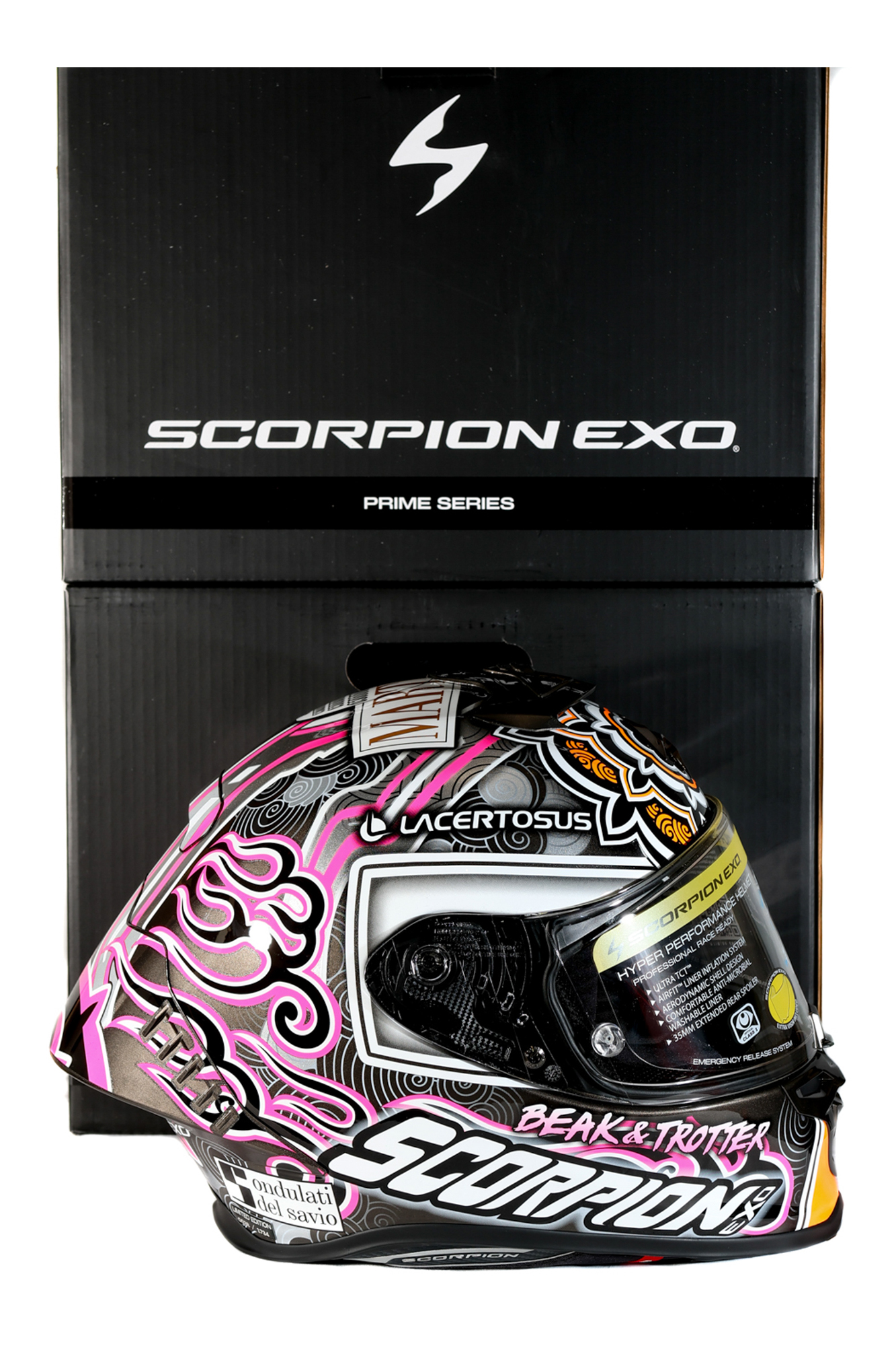 Scorpion EXO-R1 EVO Carbon Air FIM homológ Aron Canert versenysisak